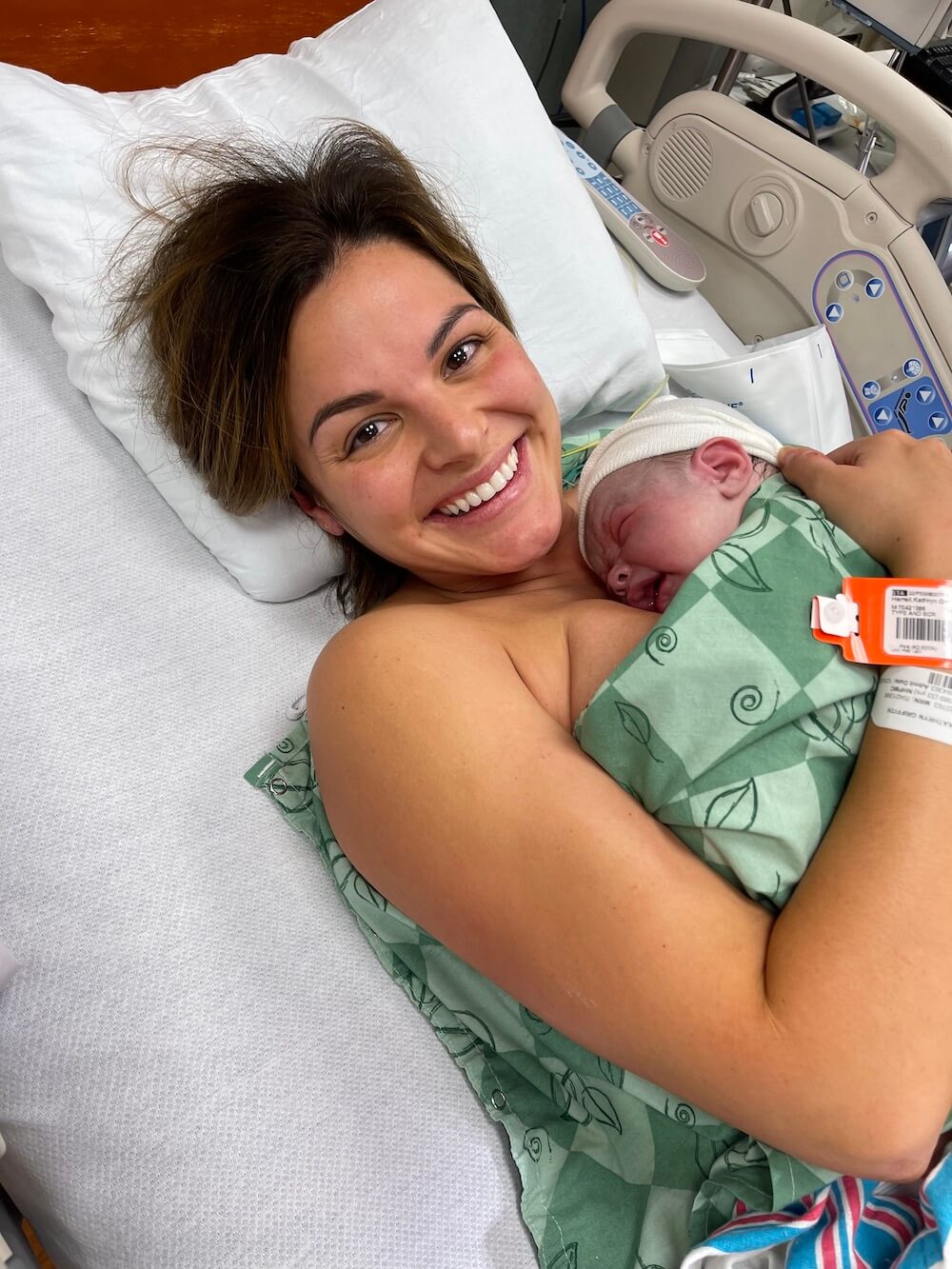 new mom and newborn baby in the hospital