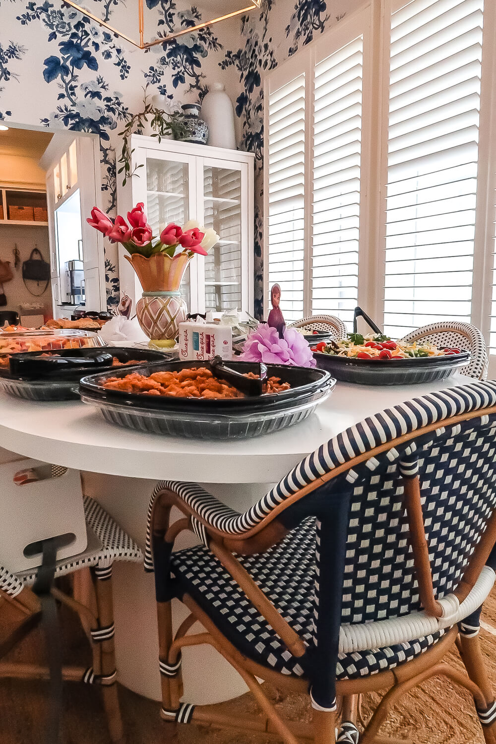 chick fil a salad tray food setup on dining table