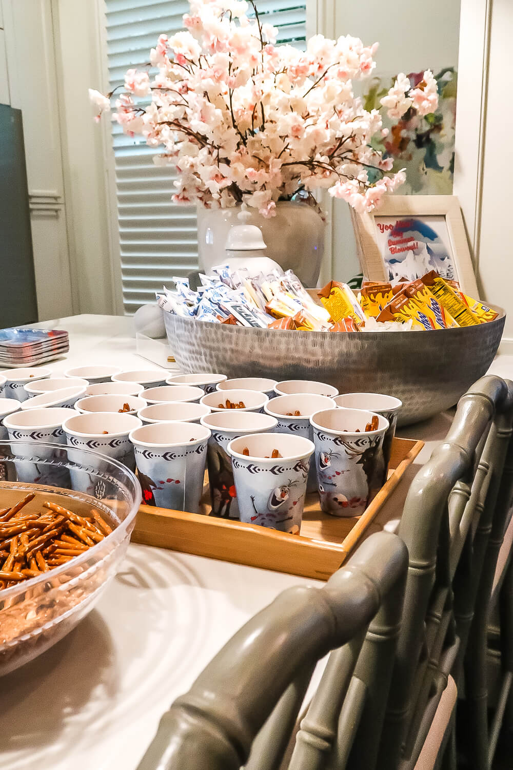 frozen themed food setup on kitchen counter