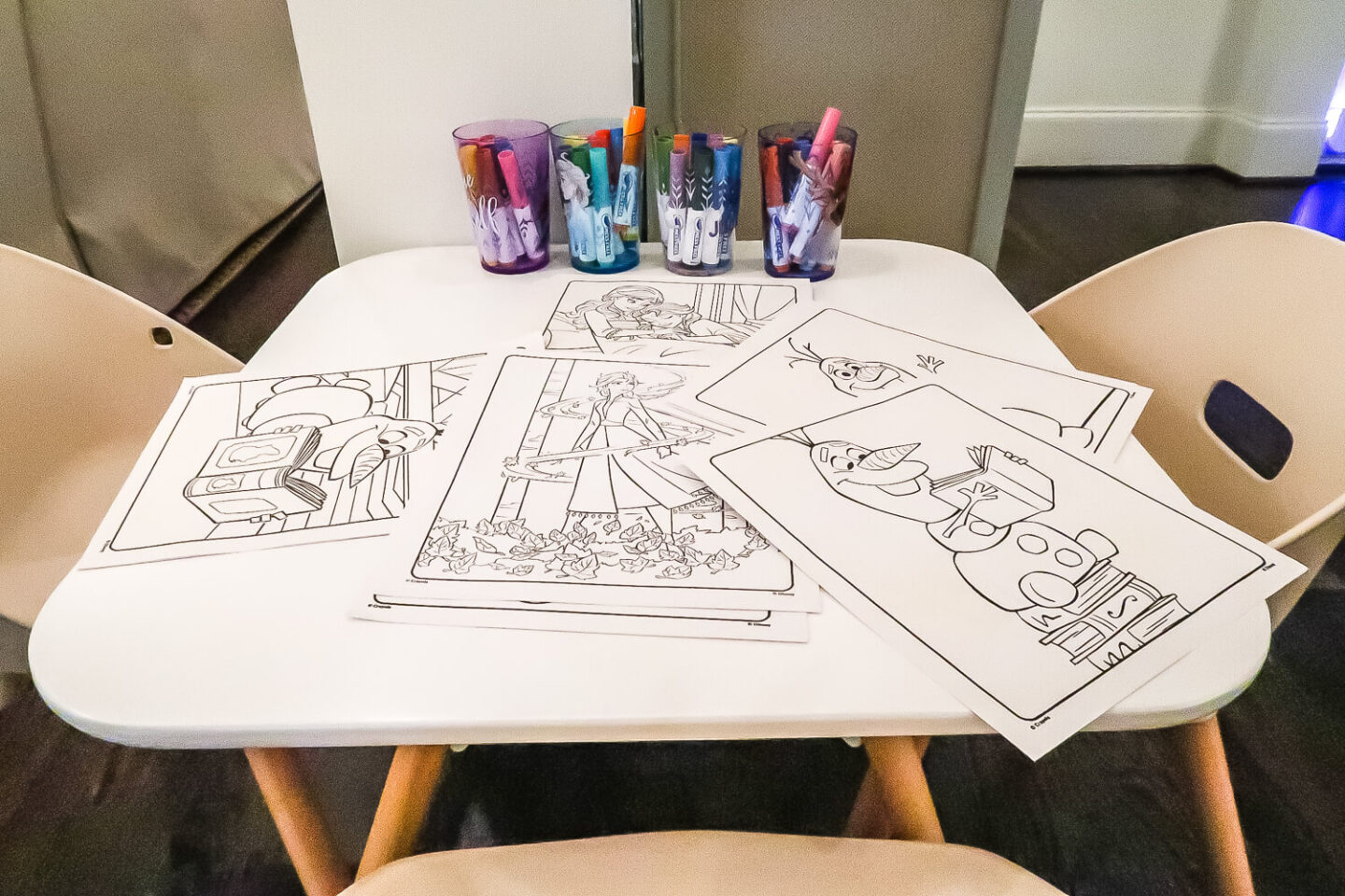 frozen themed coloring sheets with markers