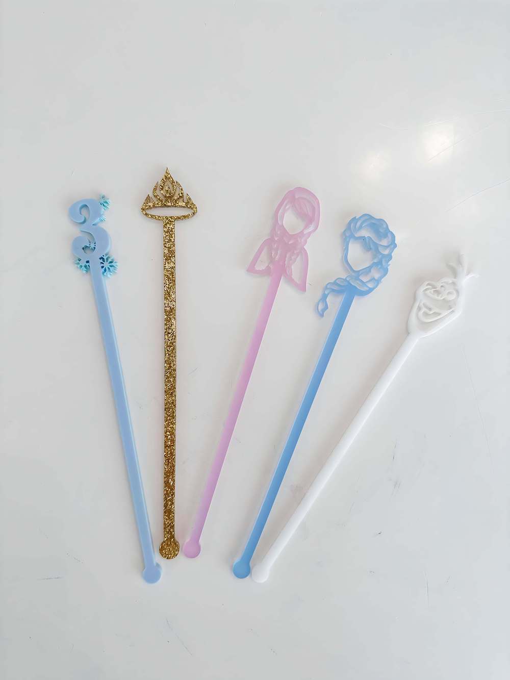 frozen birthday party themed drink stir sticks